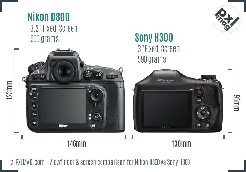 Nikon D800 vs Sony H300 Screen and Viewfinder comparison