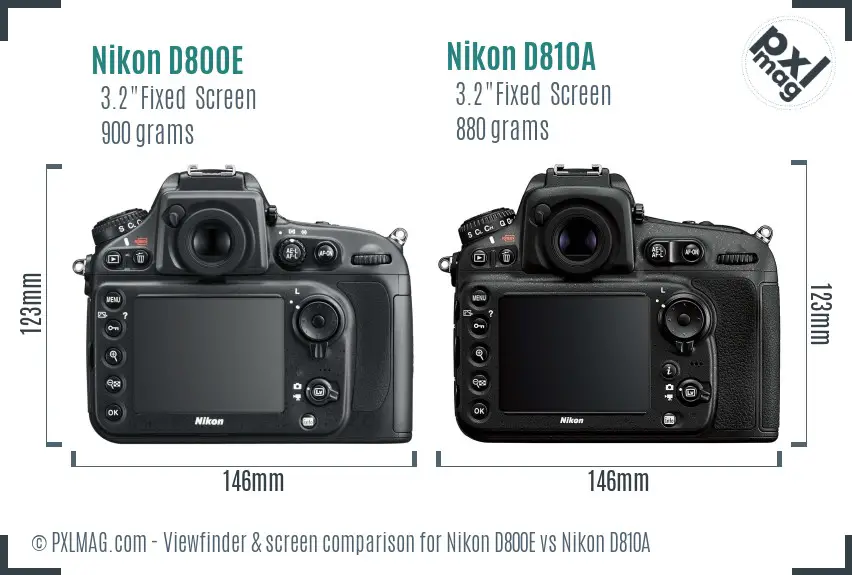 Nikon D800E vs Nikon D810A Screen and Viewfinder comparison