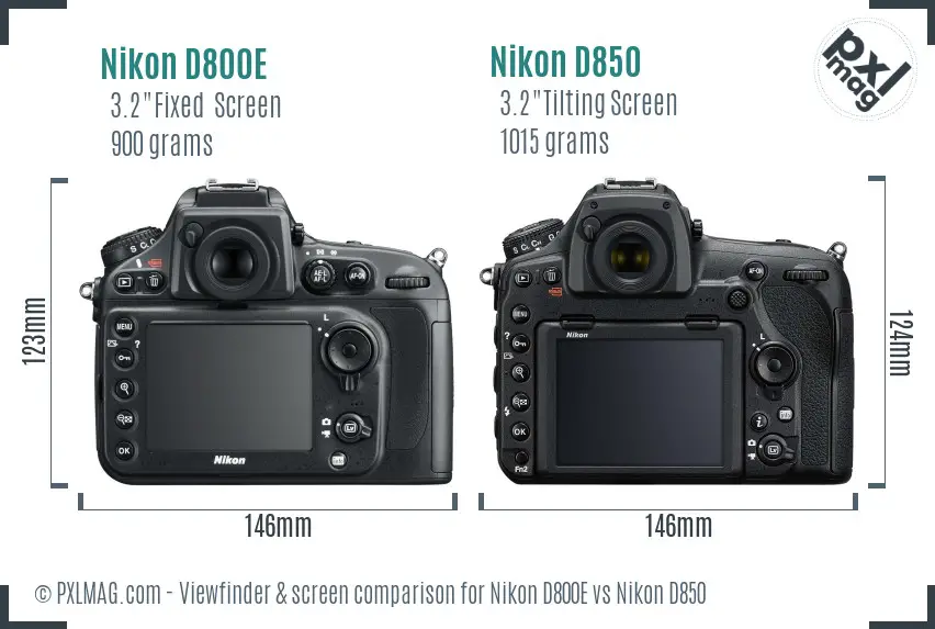 Nikon D800E vs Nikon D850 Screen and Viewfinder comparison