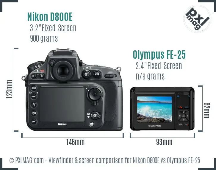 Nikon D800E vs Olympus FE-25 Screen and Viewfinder comparison