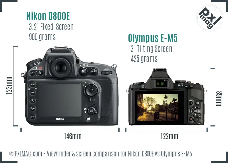 Nikon D800E vs Olympus E-M5 Screen and Viewfinder comparison