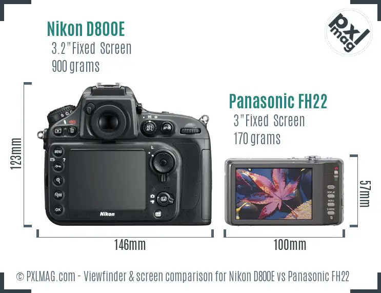 Nikon D800E vs Panasonic FH22 Screen and Viewfinder comparison