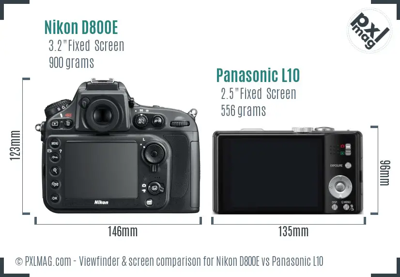 Nikon D800E vs Panasonic L10 Screen and Viewfinder comparison