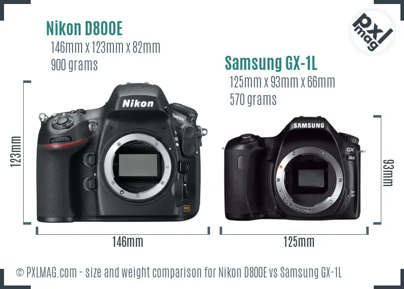 Nikon D800E vs Samsung GX-1L size comparison
