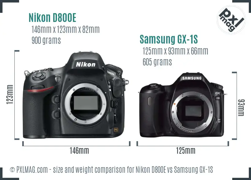 Nikon D800E vs Samsung GX-1S size comparison