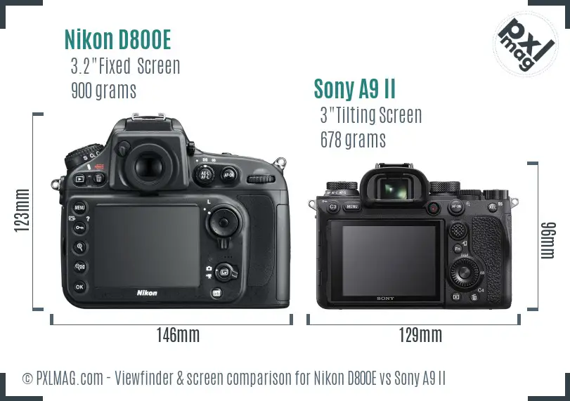 Nikon D800E vs Sony A9 II Screen and Viewfinder comparison