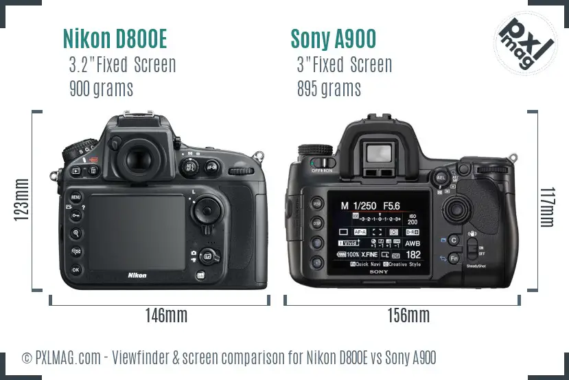 Nikon D800E vs Sony A900 Screen and Viewfinder comparison