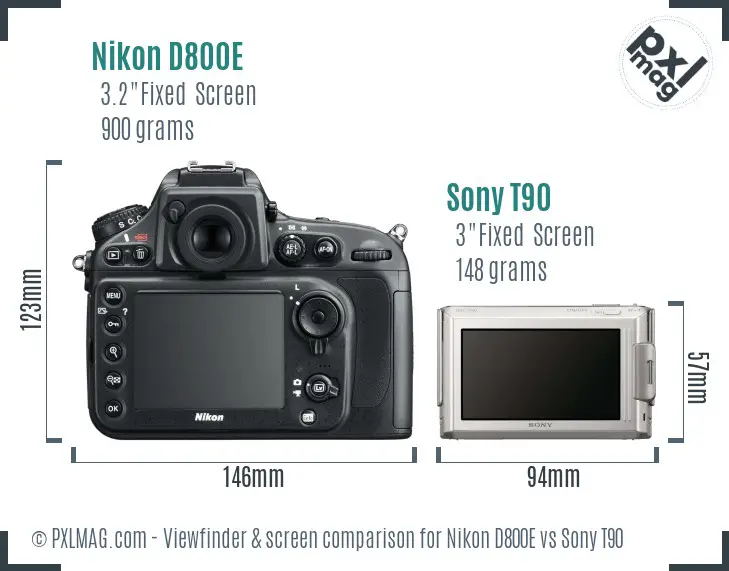 Nikon D800E vs Sony T90 Screen and Viewfinder comparison