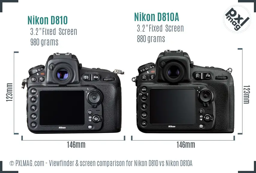 Nikon D810 vs Nikon D810A Screen and Viewfinder comparison