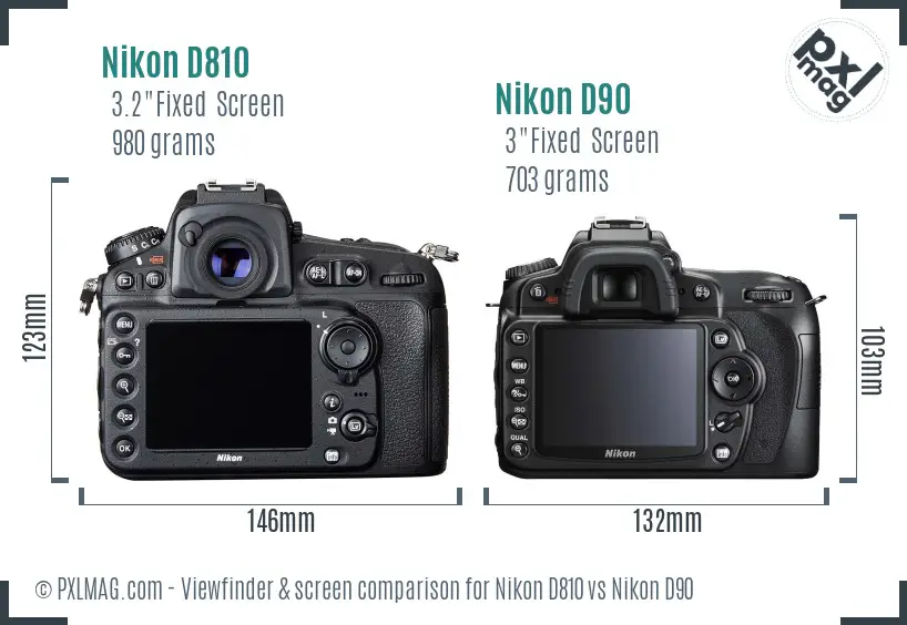 Nikon D810 vs Nikon D90 Screen and Viewfinder comparison
