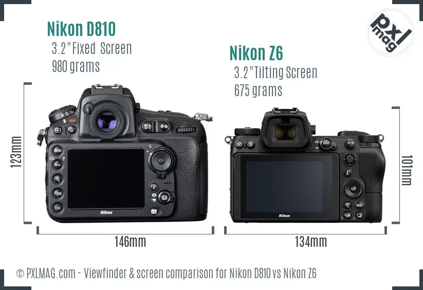Nikon D810 vs Nikon Z6 Screen and Viewfinder comparison Nikon D810 vs Nikon Z6 Screen and Viewfinder comparison
