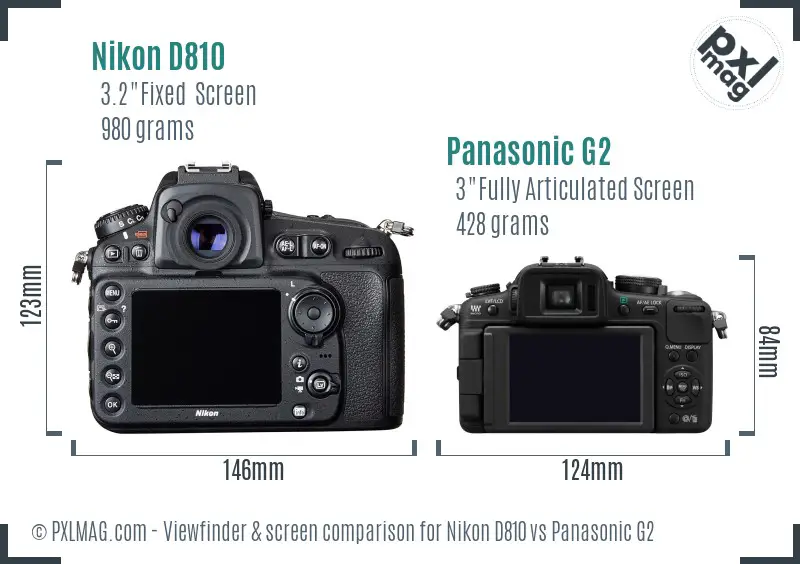 Nikon D810 vs Panasonic G2 Screen and Viewfinder comparison