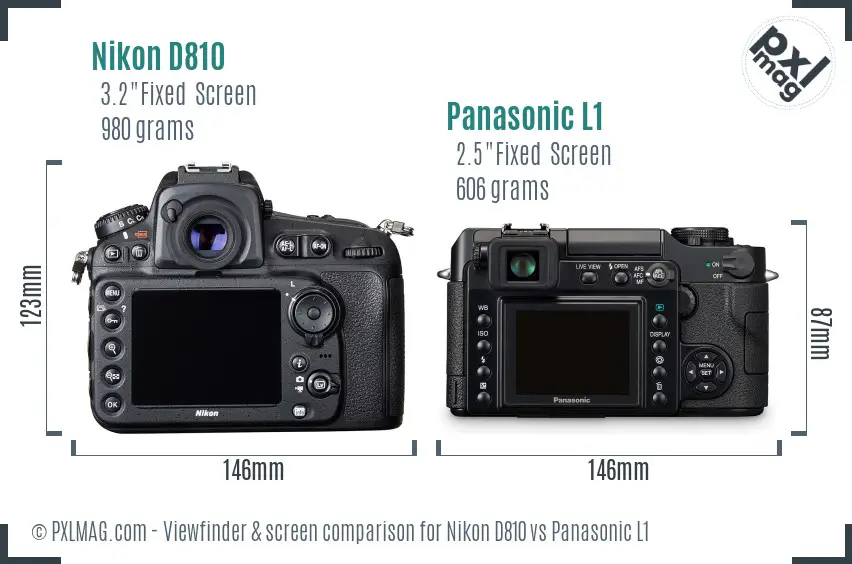 Nikon D810 vs Panasonic L1 Screen and Viewfinder comparison