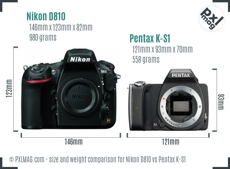 Nikon D810 vs Pentax K-S1 size comparison