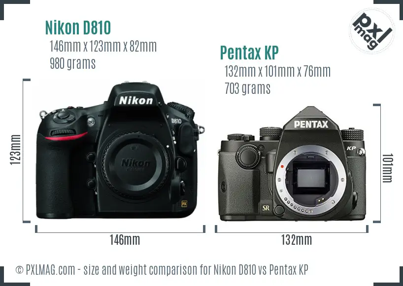 Nikon D810 vs Pentax KP size comparison