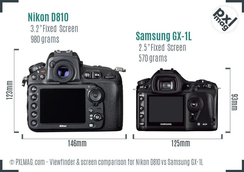 Nikon D810 vs Samsung GX-1L Screen and Viewfinder comparison