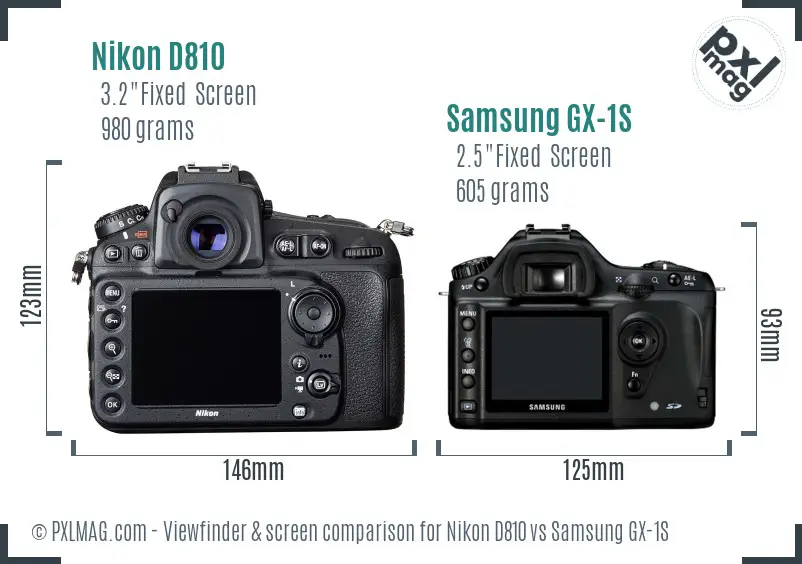 Nikon D810 vs Samsung GX-1S Screen and Viewfinder comparison