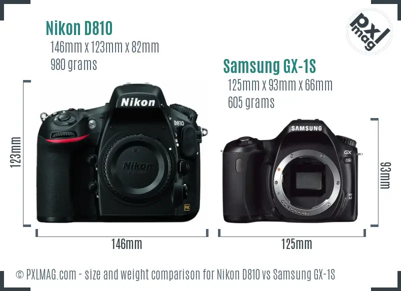 Nikon D810 vs Samsung GX-1S size comparison