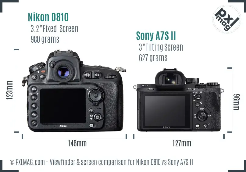 Nikon D810 vs Sony A7S II Screen and Viewfinder comparison