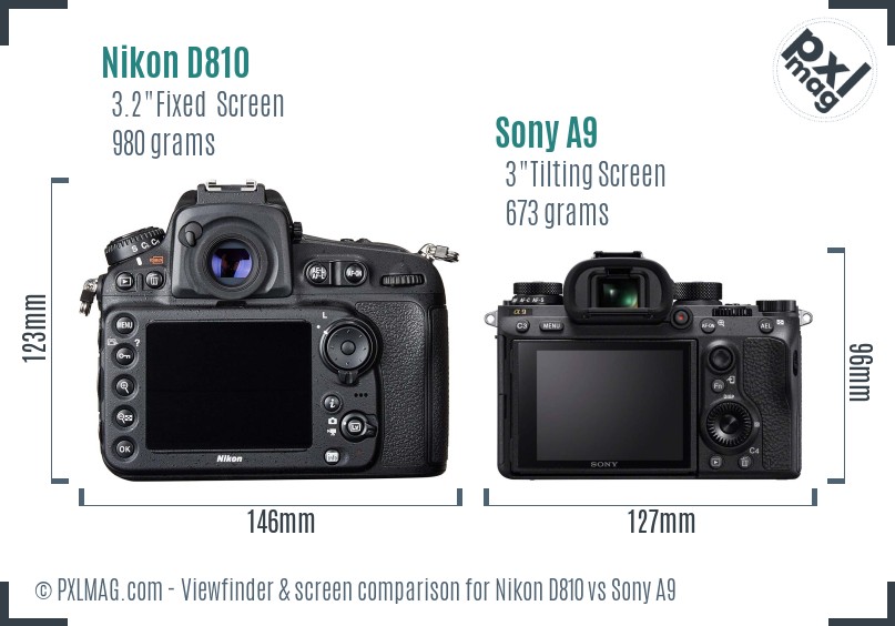 Nikon D810 vs Sony A9 Screen and Viewfinder comparison