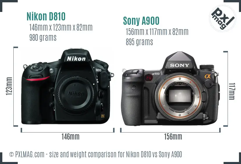 Nikon D810 vs Sony A900 size comparison