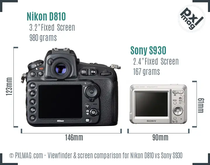 Nikon D810 vs Sony S930 Screen and Viewfinder comparison