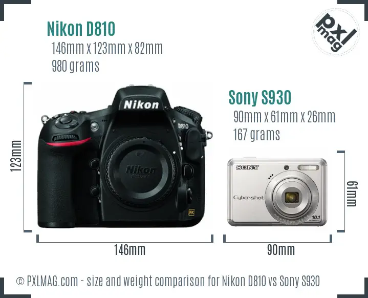 Nikon D810 vs Sony S930 size comparison