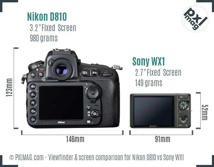 Nikon D810 vs Sony WX1 Screen and Viewfinder comparison