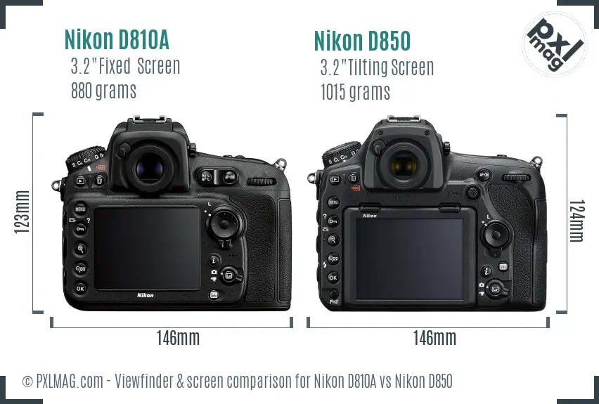 Nikon D810A vs Nikon D850 Screen and Viewfinder comparison