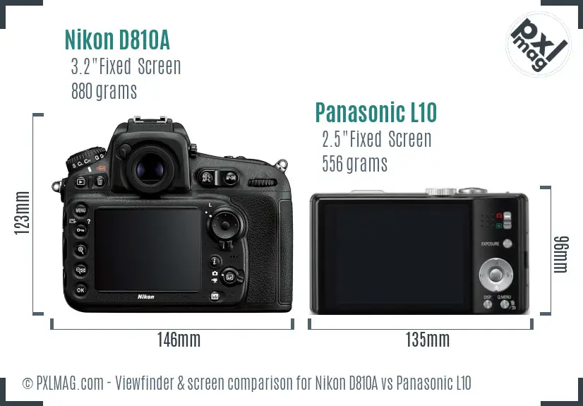 Nikon D810A vs Panasonic L10 Screen and Viewfinder comparison
