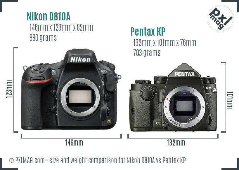 Nikon D810A vs Pentax KP size comparison