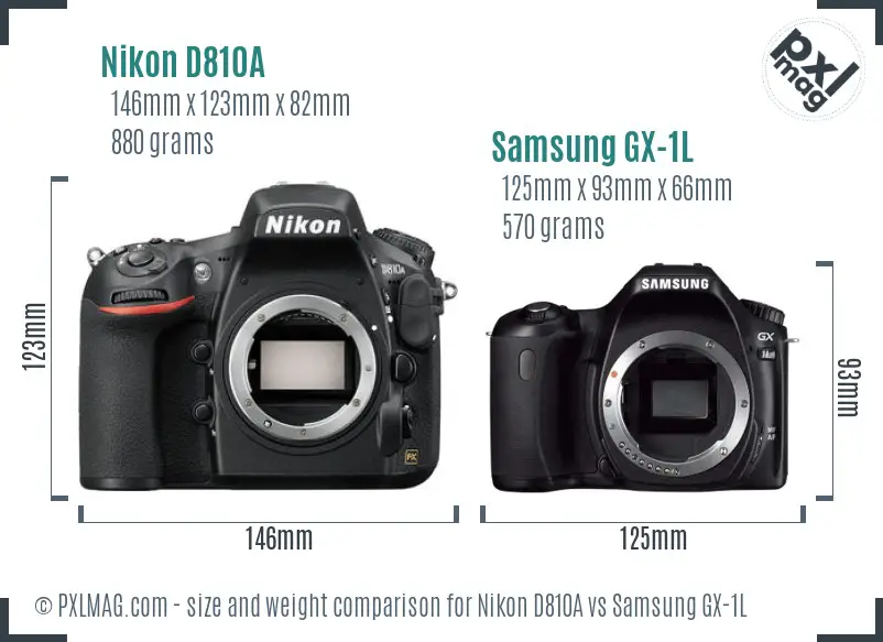 Nikon D810A vs Samsung GX-1L size comparison