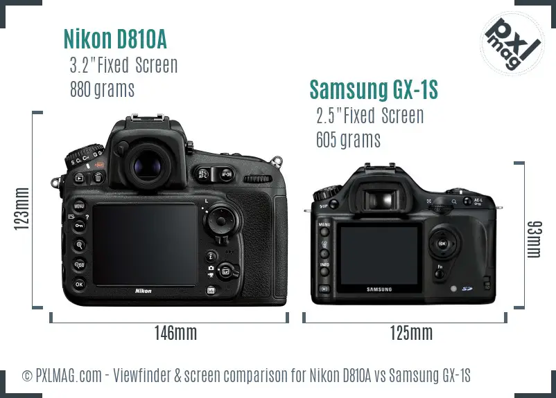 Nikon D810A vs Samsung GX-1S Screen and Viewfinder comparison