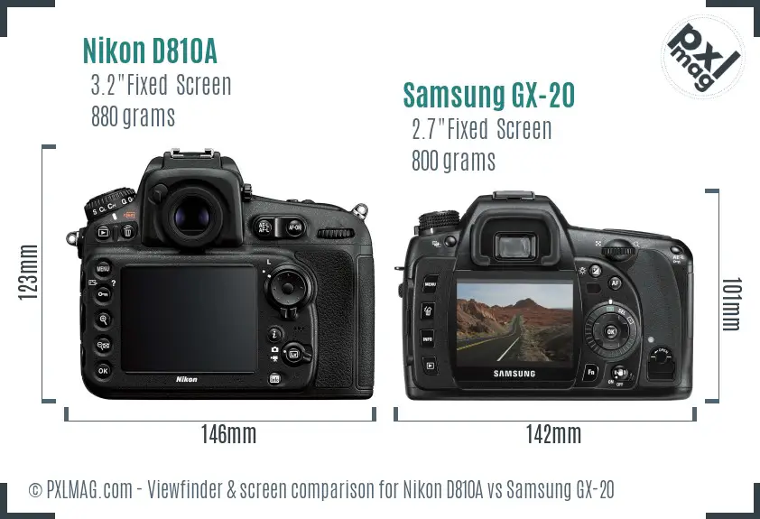 Nikon D810A vs Samsung GX-20 Screen and Viewfinder comparison
