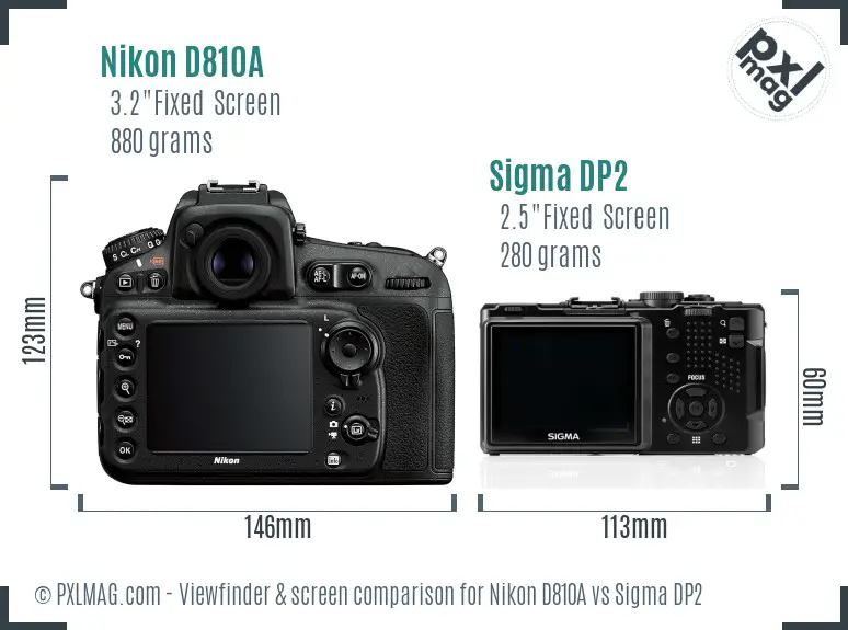 Nikon D810A vs Sigma DP2 Screen and Viewfinder comparison