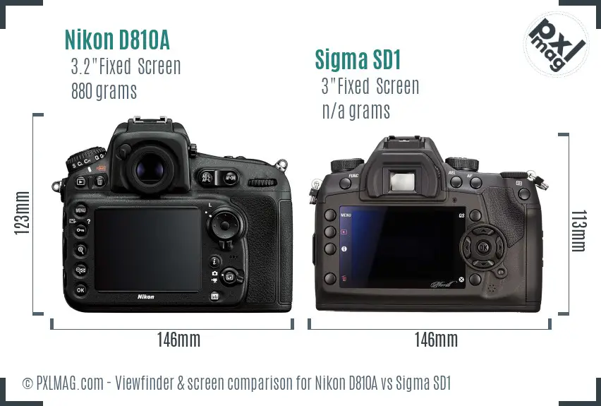 Nikon D810A vs Sigma SD1 Screen and Viewfinder comparison Nikon D810A vs Sigma SD1 Screen and Viewfinder comparison