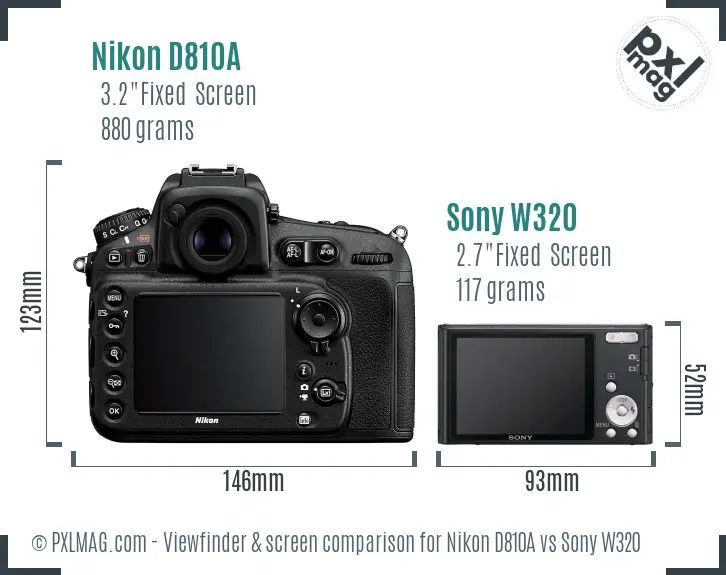 Nikon D810A vs Sony W320 Screen and Viewfinder comparison