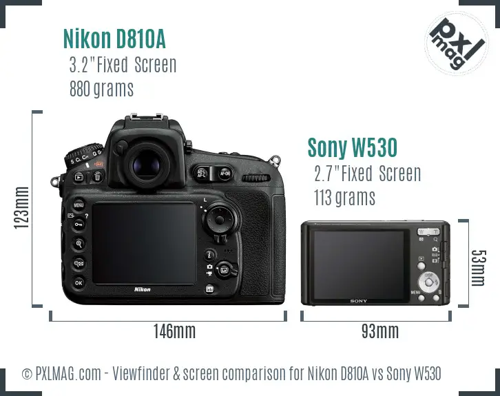 Nikon D810A vs Sony W530 Screen and Viewfinder comparison
