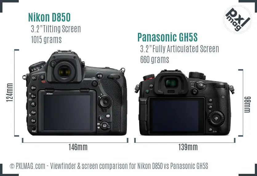 Nikon D850 vs Panasonic GH5S Screen and Viewfinder comparison