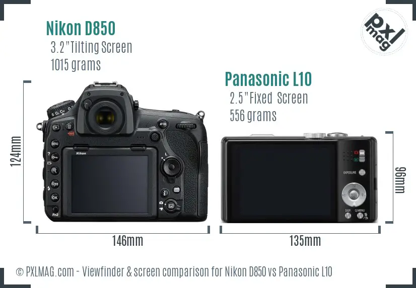 Nikon D850 vs Panasonic L10 Screen and Viewfinder comparison