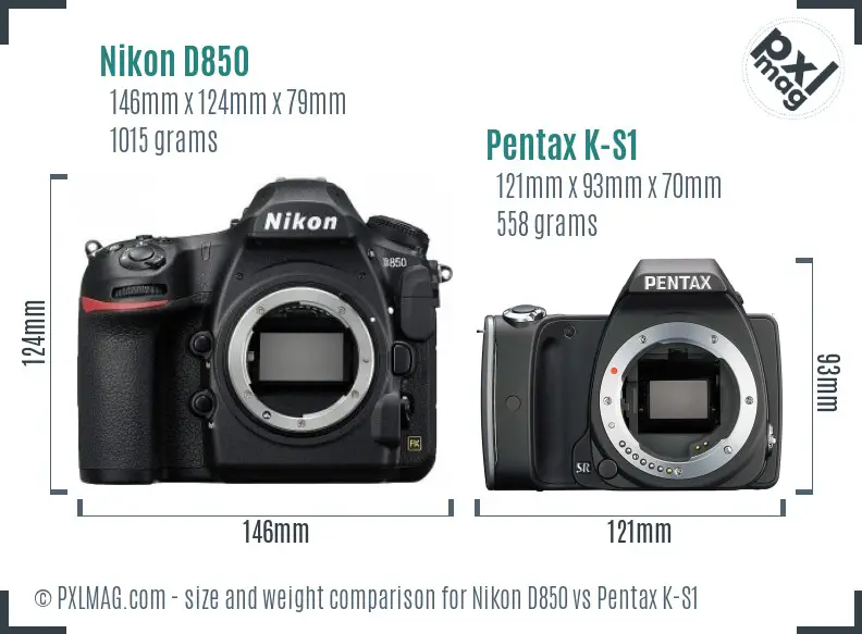 Nikon D850 vs Pentax K-S1 size comparison