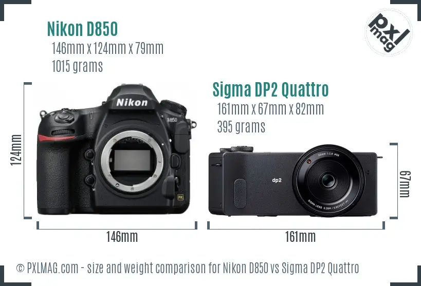 Nikon D850 vs Sigma DP2 Quattro size comparison