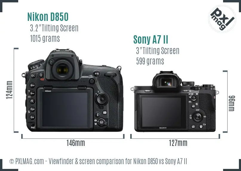 Nikon D850 vs Sony A7 II Screen and Viewfinder comparison Nikon D850 vs Sony A7 II Screen and Viewfinder comparison