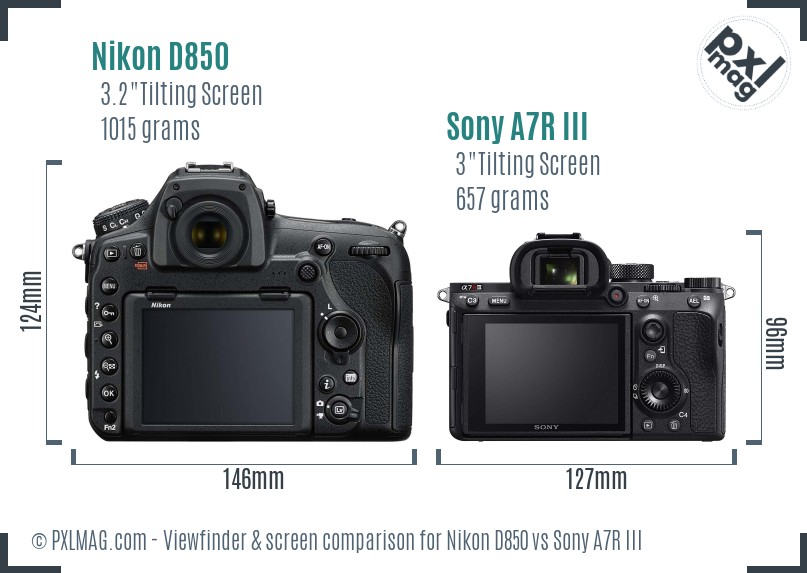 Nikon D850 vs Sony A7R III Screen and Viewfinder comparison