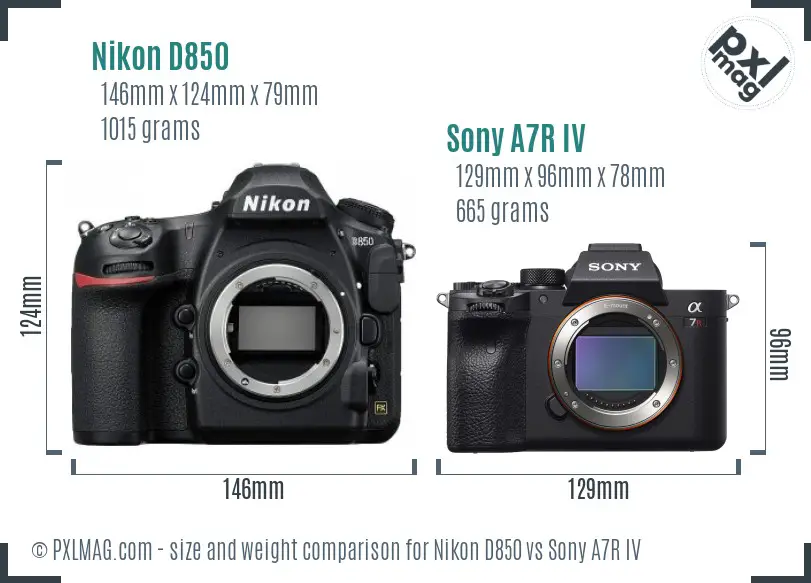Nikon D850 vs Sony A7R IV size comparison Nikon D850 vs Sony A7R IV size comparison