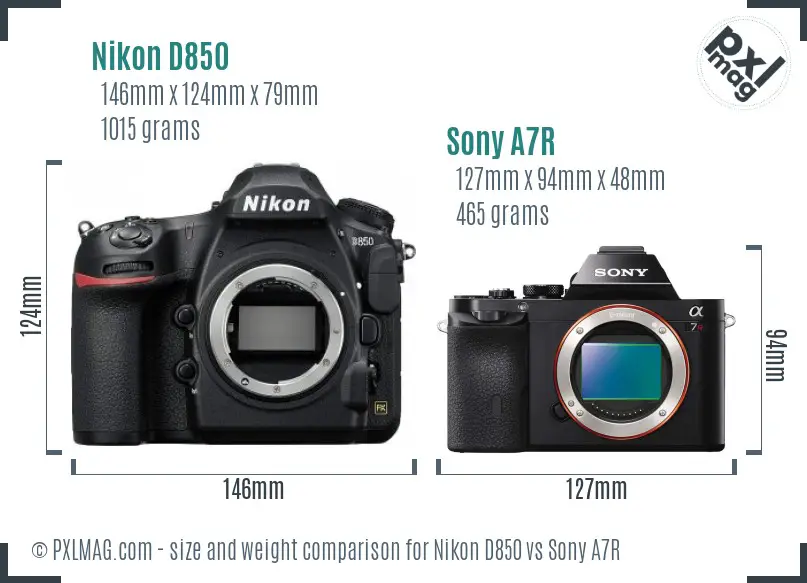 Nikon D850 vs Sony A7R size comparison Nikon D850 vs Sony A7R size comparison