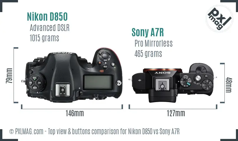 Nikon D850 vs Sony A7R top view buttons comparison Nikon D850 vs Sony A7R top view buttons comparison