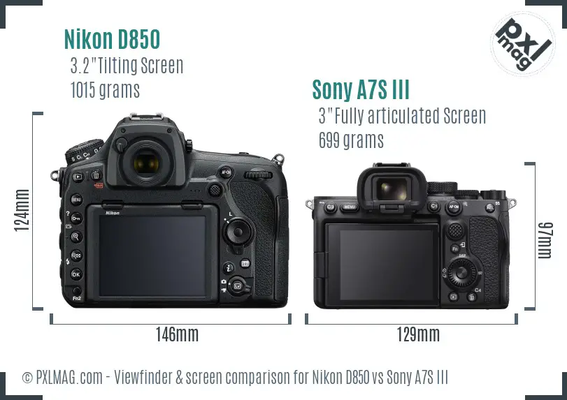 Nikon D850 vs Sony A7S III Screen and Viewfinder comparison