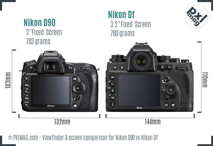 Nikon D90 vs Nikon Df Screen and Viewfinder comparison