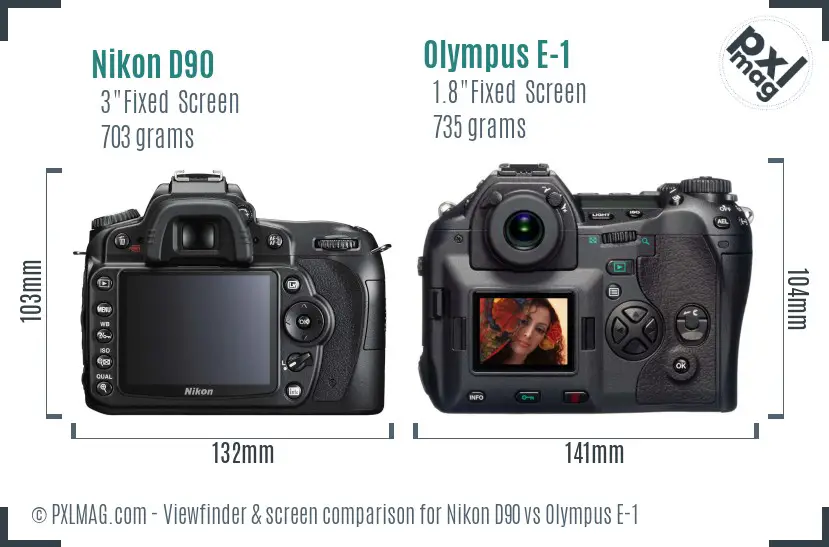 Nikon D90 vs Olympus E-1 Screen and Viewfinder comparison
